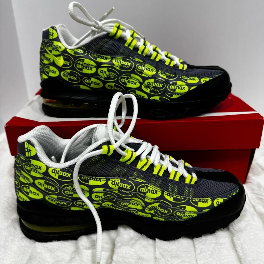 Nike Kids Air Max Sneakers Gray and Neon Yellow